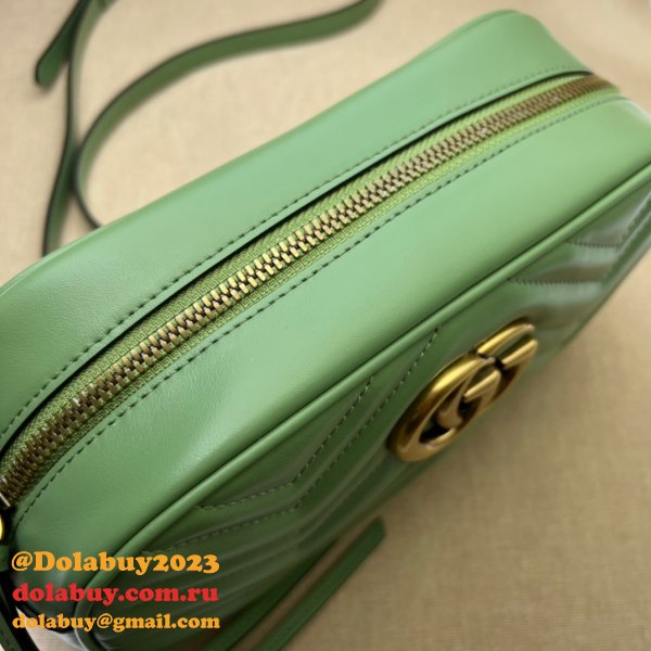 Designer Gucci Leather GG Marmont Top 447632 Matelassé Shoulder Bag