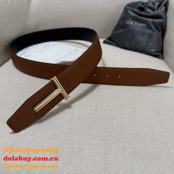 TOM FORD Leather Reversible T Belt 38mm