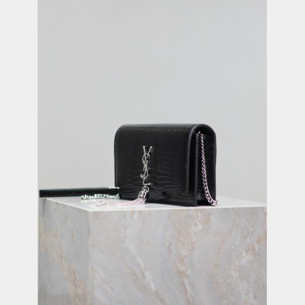 Luxury YSL KATE TASSEL Croco Vein Handbag