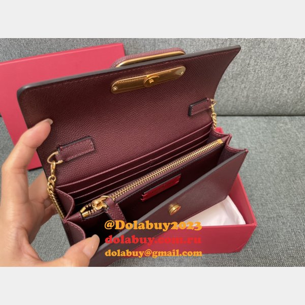 Valentino Garavani V Logo Signature Grained Calfskin Clutch