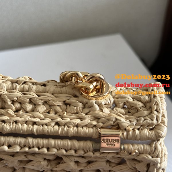 Celine Plein Soleil IN RAFFIA EFFECT TEXTILE SHOULDER BAG