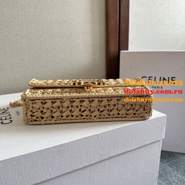 Celine Plein Soleil IN RAFFIA EFFECT TEXTILE SHOULDER BAG