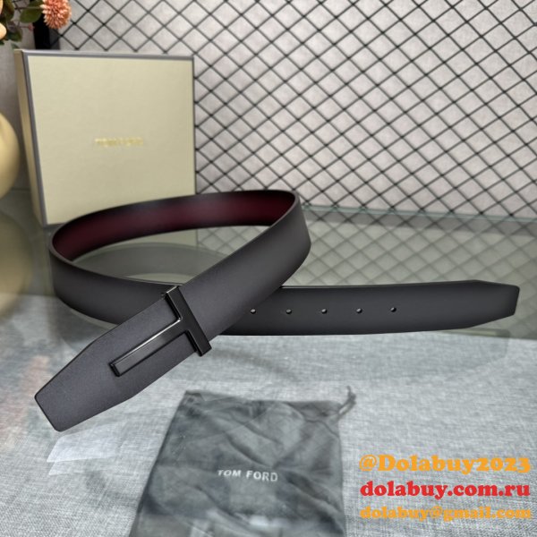 Tom Ford Smooth Calf Leather T-Buckle Belt 38MM