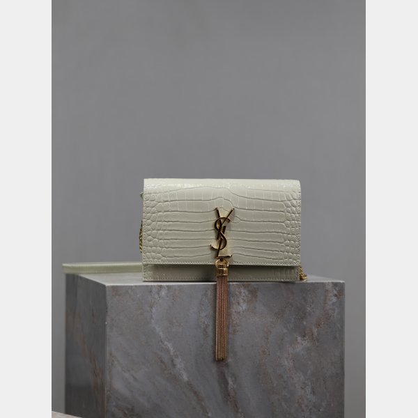 Luxury YSL KATE TASSEL Croco Vein Handbag