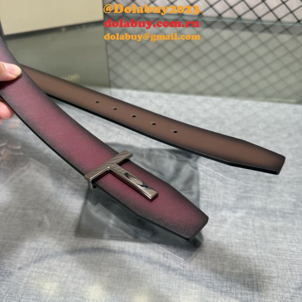 Tom Ford Smooth Calf Leather T-Buckle Belt 38MM
