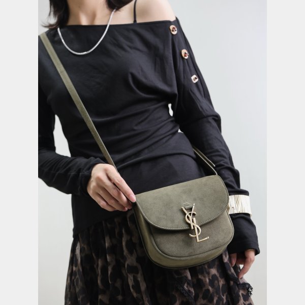 TOP Saint Laurent SUEDE Leather Kaia Small Satchel 619740