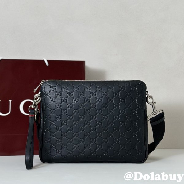 Gucci GG Emblem Medium Crossbody Luxury 850214 Black Bag