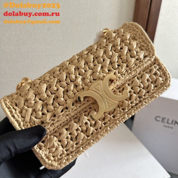 Celine Plein Soleil IN RAFFIA EFFECT TEXTILE SHOULDER BAG