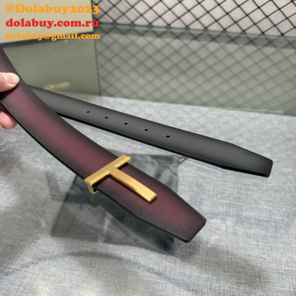 Tom Ford Smooth Calf Leather T-Buckle Belt 38MM