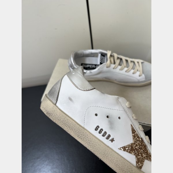 Women Super-Star with gold glitter star and ice-gray suede inserts