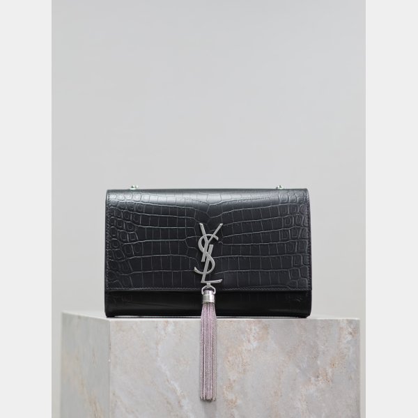 Luxury YSL KATE TASSEL Croco Vein Handbag