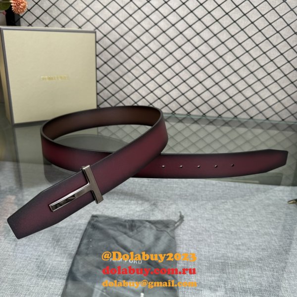 Tom Ford Smooth Calf Leather T-Buckle Belt 38MM