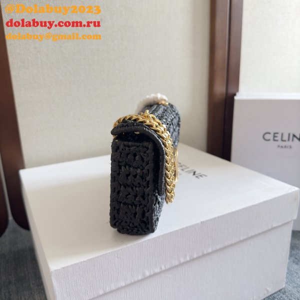 Celine Plein Soleil IN RAFFIA EFFECT TEXTILE SHOULDER BAG