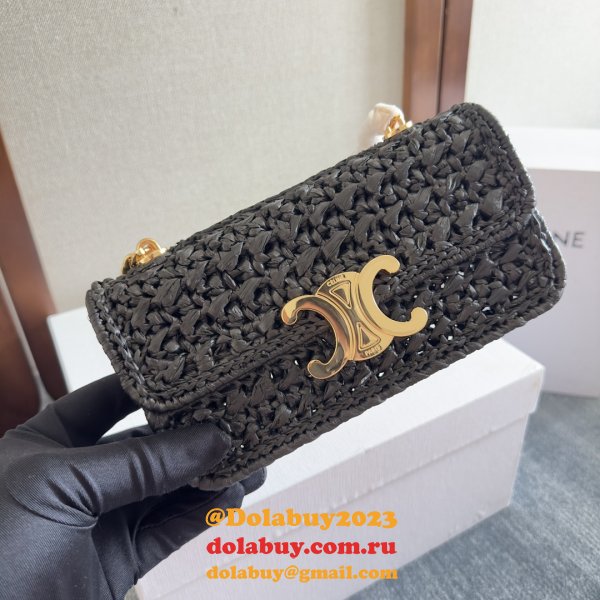 Celine Plein Soleil IN RAFFIA EFFECT TEXTILE SHOULDER BAG