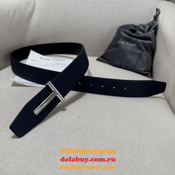TOM FORD Leather Reversible T Belt 38mm