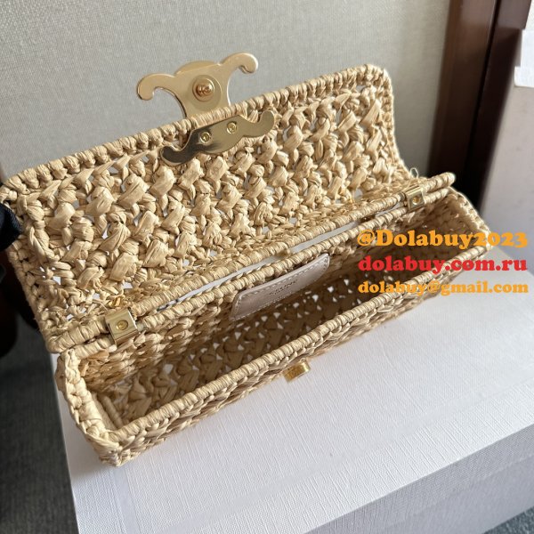 Celine Plein Soleil IN RAFFIA EFFECT TEXTILE SHOULDER BAG