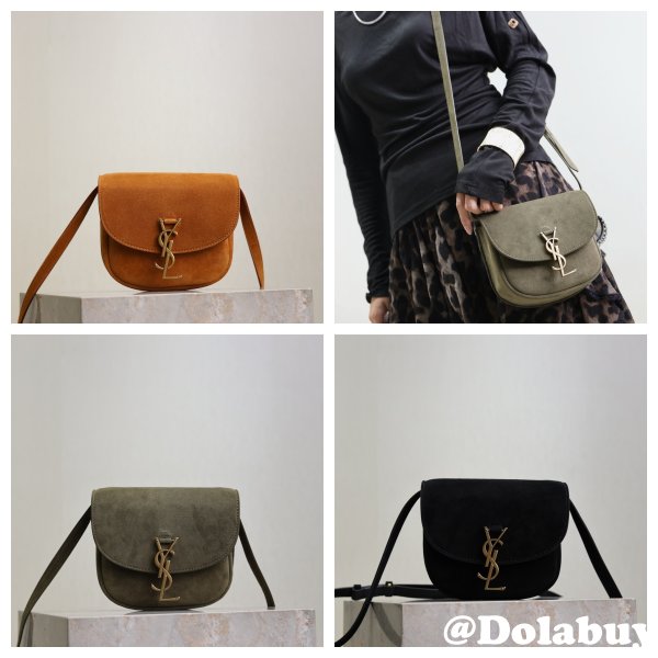 TOP Saint Laurent SUEDE Leather Kaia Small Satchel 619740