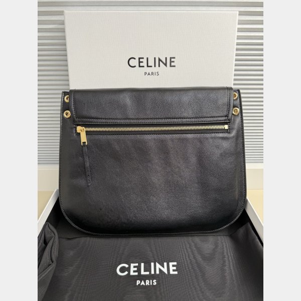 SOFT TRIOMPHE BESACE IN SUPPLE SHINY LAMBSKIN BLACK