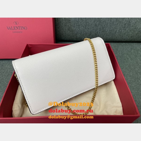 Valentino Garavani V Logo Signature Grained Calfskin Clutch