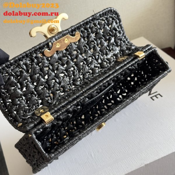 Celine Plein Soleil IN RAFFIA EFFECT TEXTILE SHOULDER BAG