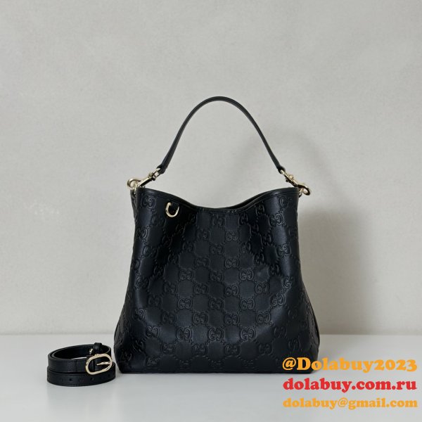 Gucci GG Emblem Small Bucket Crossbody 815118/815103 Black Bag