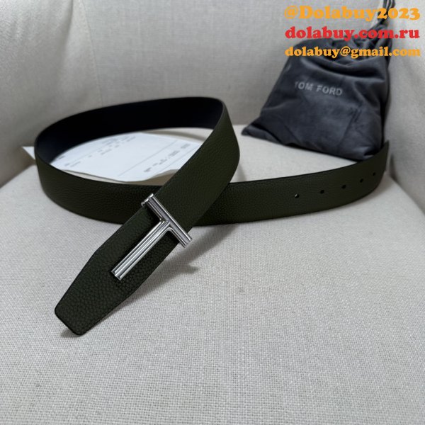 TOM FORD Leather Reversible T Belt 38mm
