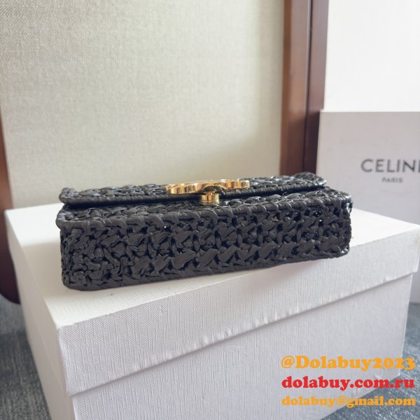 Celine Plein Soleil IN RAFFIA EFFECT TEXTILE SHOULDER BAG
